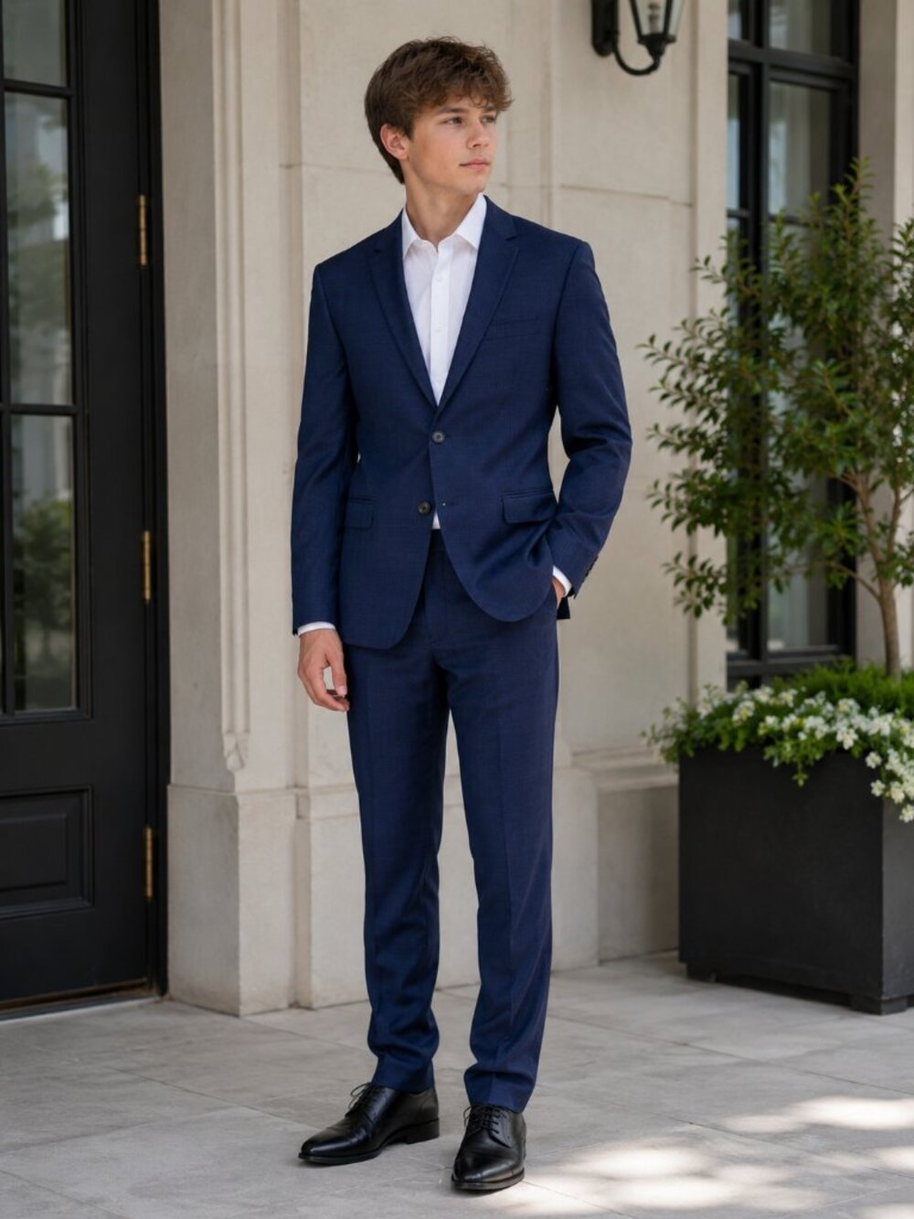 Michael Kors Juniors/Boys/Young men Navy Blue Check Suit Jacket & Dress Pants Se